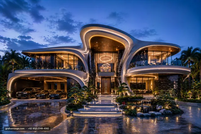 Desain Villa di Kabupaten Subang: Lanskap Menjadi Pengalaman — pandangan arsitektur 3